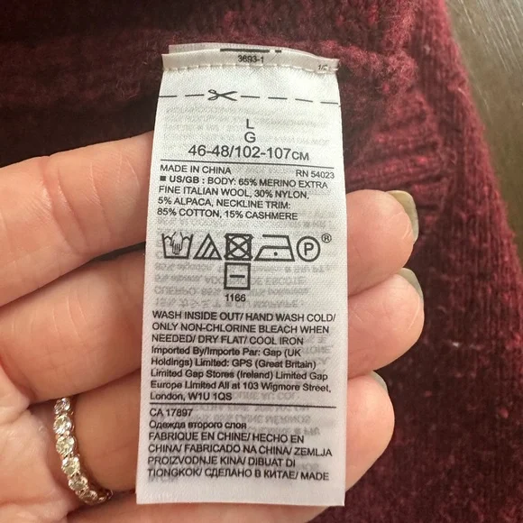 Banana Republic men’s burgundy merino blend raglan crewneck sweater size L - Picture 6 of 7